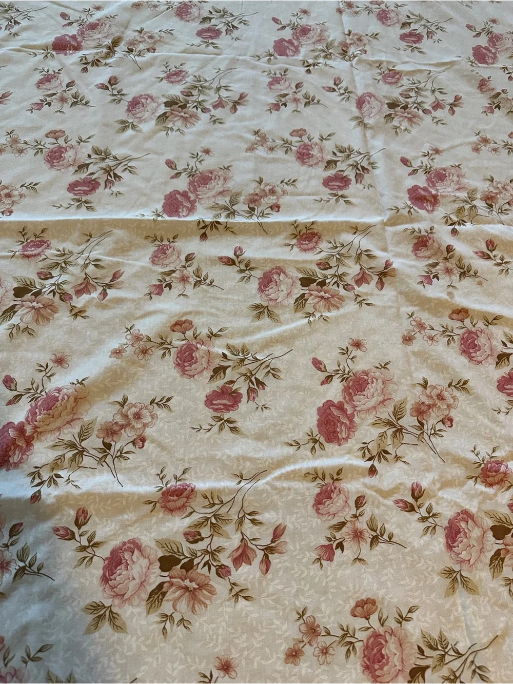 Vintage Floral Bed Sheet Cottagecore Full Flat Pink Rose